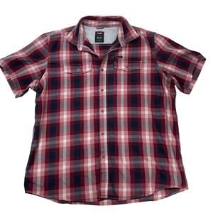 Wrangler Outdoor Plaid Shirt XL Mens Red Blue Short Sleeve Button Down